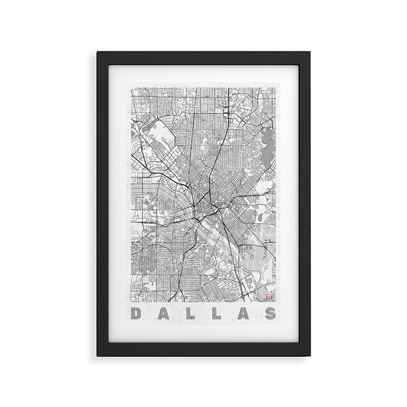 Dallas Map Line Framed Art Print Gallery Image 2