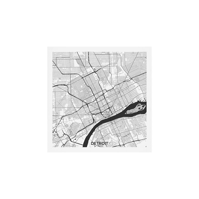 Detroit Map Gray Art Print Gallery Image 1