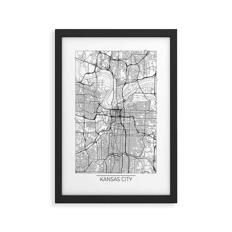 Kansas City Map White Framed Art Print Gallery Image 2