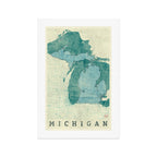 Michigan State Map Blue Vintage Art Print Gallery Image 1