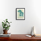 Michigan State Map Blue Vintage Framed Art Print Gallery Image 2