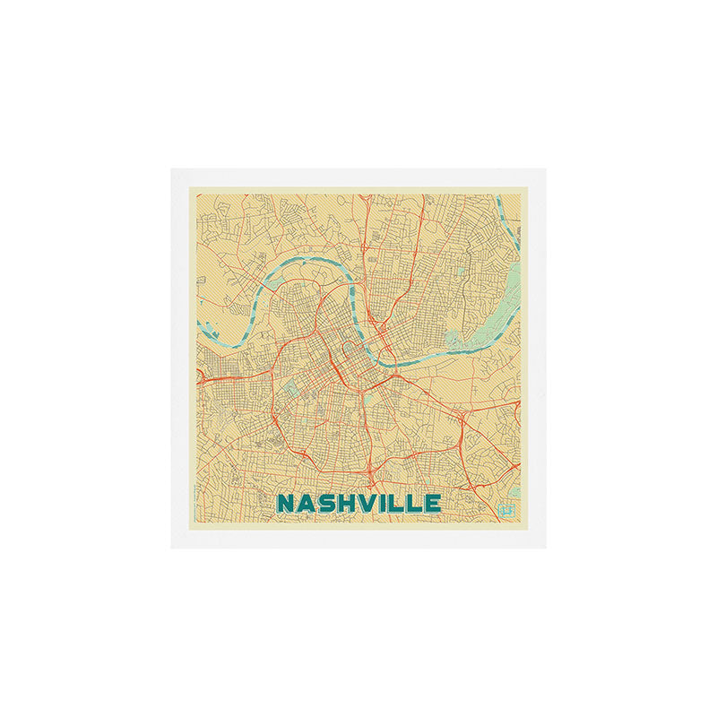 Nashville Map Retro Art Print Gallery Image 1