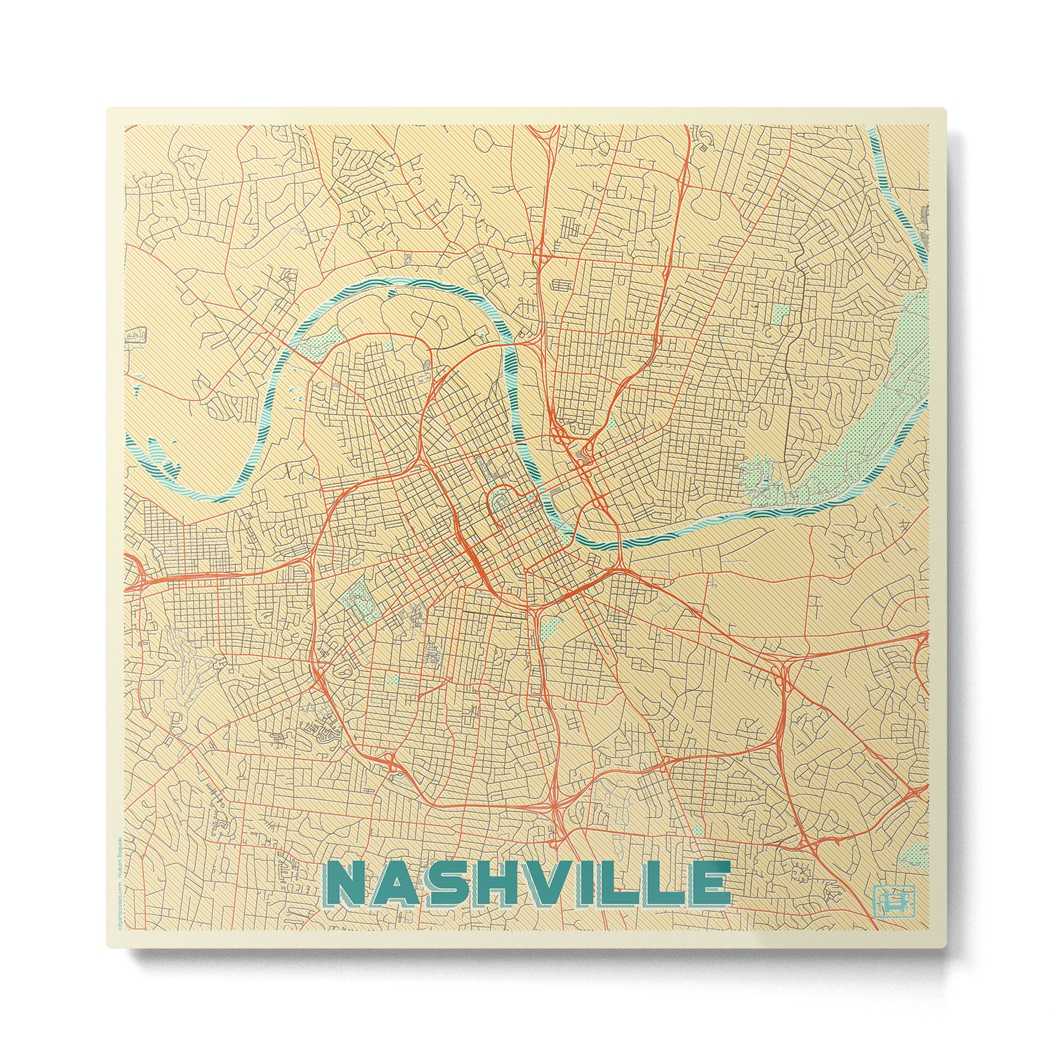 Nashville Map Retro Metal Print Gallery Image 2
