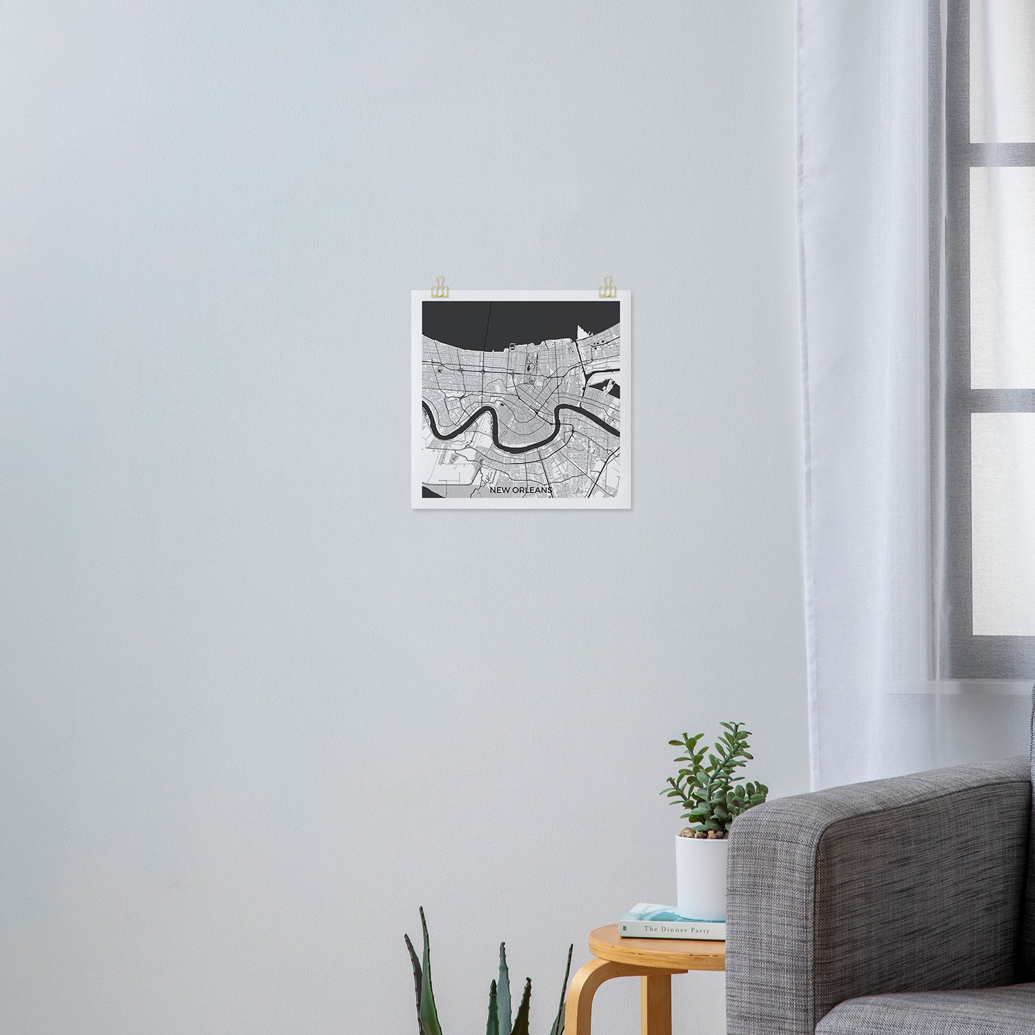 New Orleans Map Gray Art Print Gallery Image 3