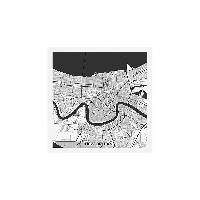 New Orleans Map Gray Art Print Gallery Image 1