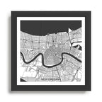 New Orleans Map Gray Framed Art Print Gallery Image 1