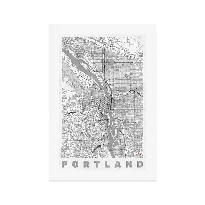 Portland City Map Line Art Print Gallery Image 1