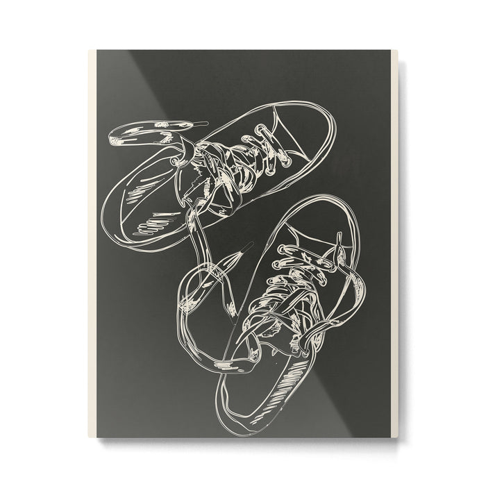 Retro Sneakers Drawing 4 Metal Print Gallery Image 1