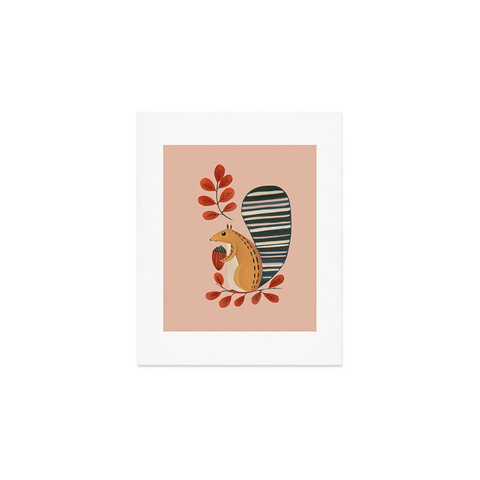 Squirrel in a Pink Autumn Art Print Gallery Image 1