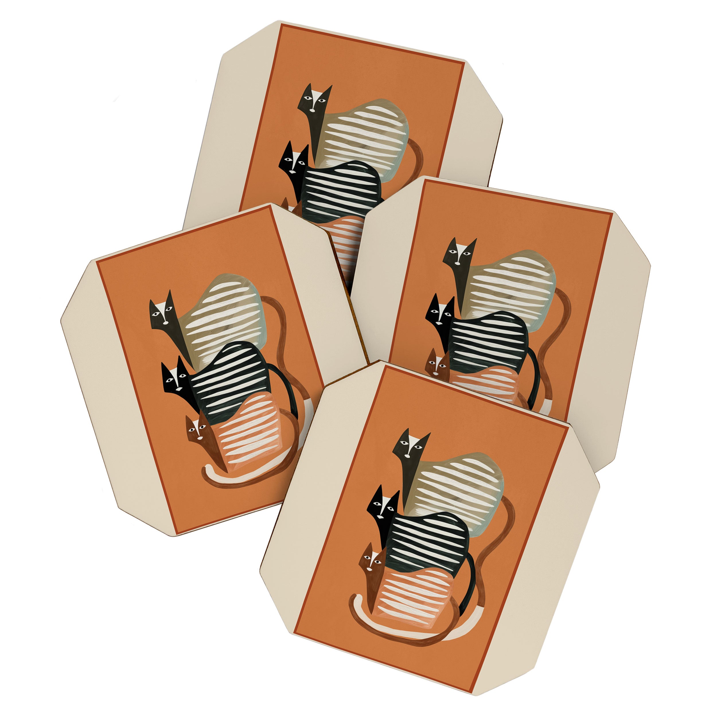 Stacked Abstract Cats Coaster Gallery Image 1