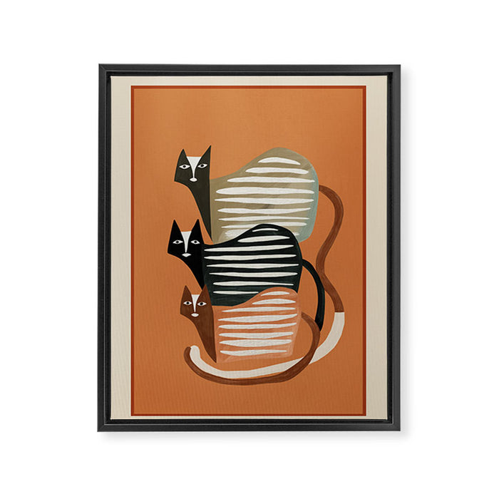 Stacked Abstract Cats Framed Canvas Print Gallery Image 1