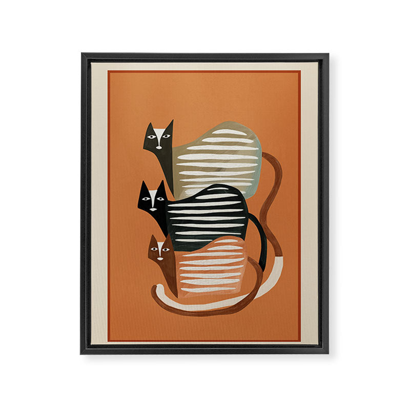 Stacked Abstract Cats Framed Canvas Print Gallery Image 6