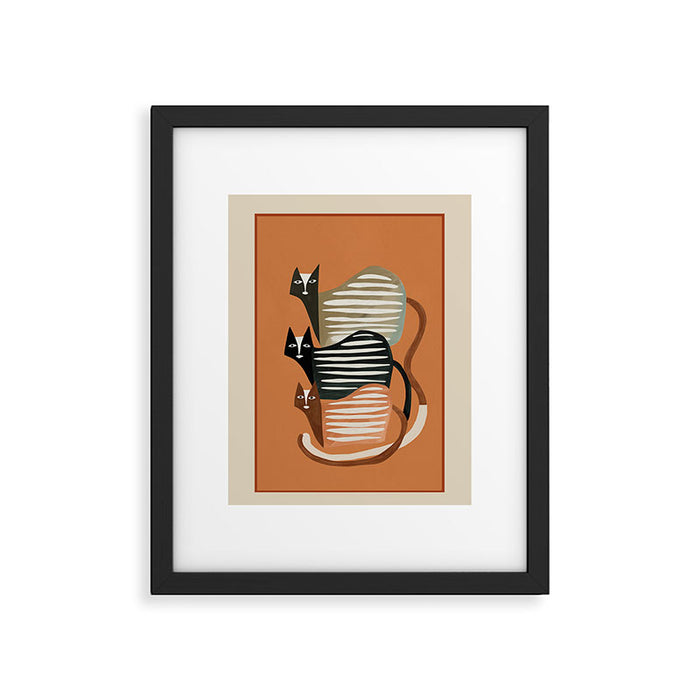 Stacked Abstract Cats Framed Art Print Gallery Image 1