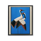 Stillness in Motion - Abstract Cranes in Blue Framed Canvas Print Gallery Image 6