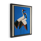 Stillness in Motion - Abstract Cranes in Blue Framed Canvas Print Gallery Image 2