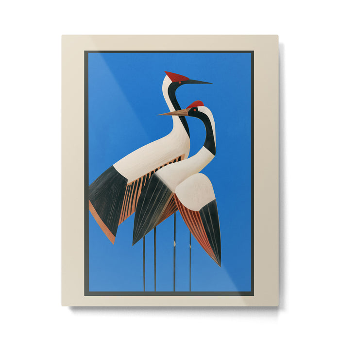 Stillness in Motion - Abstract Cranes in Blue Metal Print Gallery Image 1