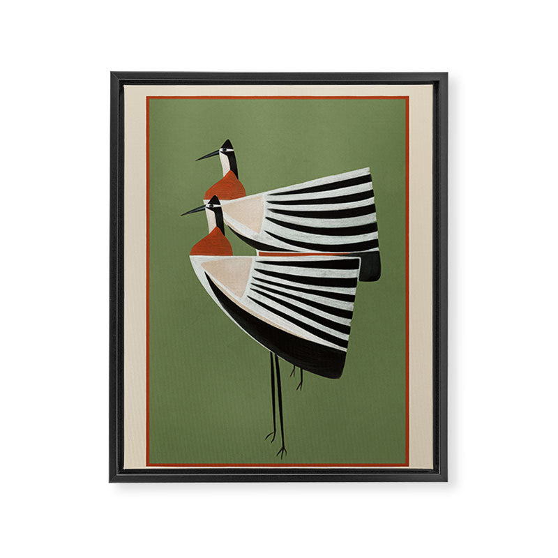 Striped Bird Pair Framed Canvas Print Gallery Image 6