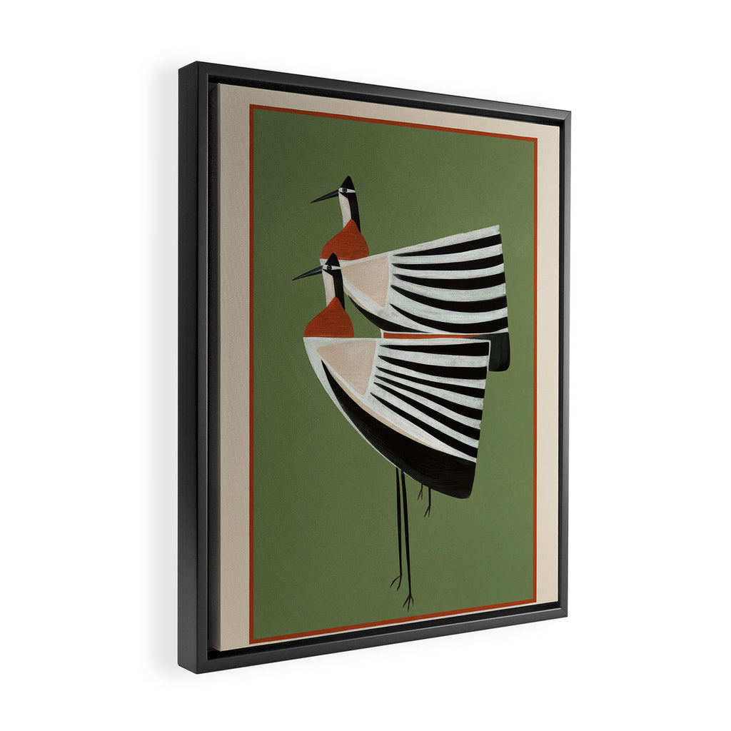 Striped Bird Pair Framed Canvas Print Gallery Image 2