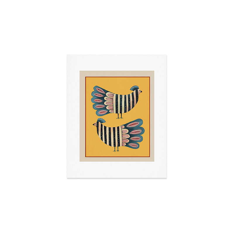 Striped Bird Pair II Art Print Gallery Image 1