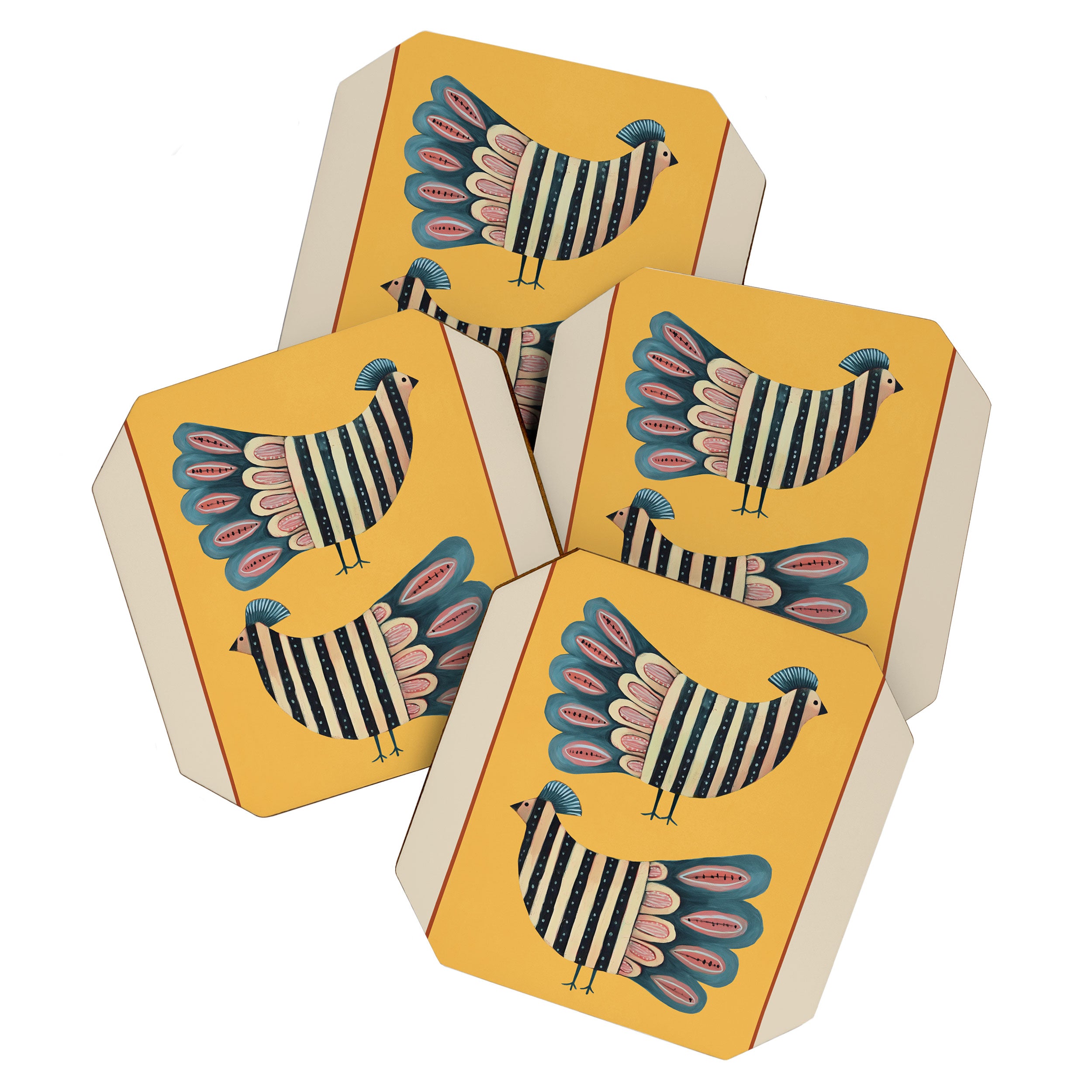 Striped Bird Pair II Coaster Gallery Image 1