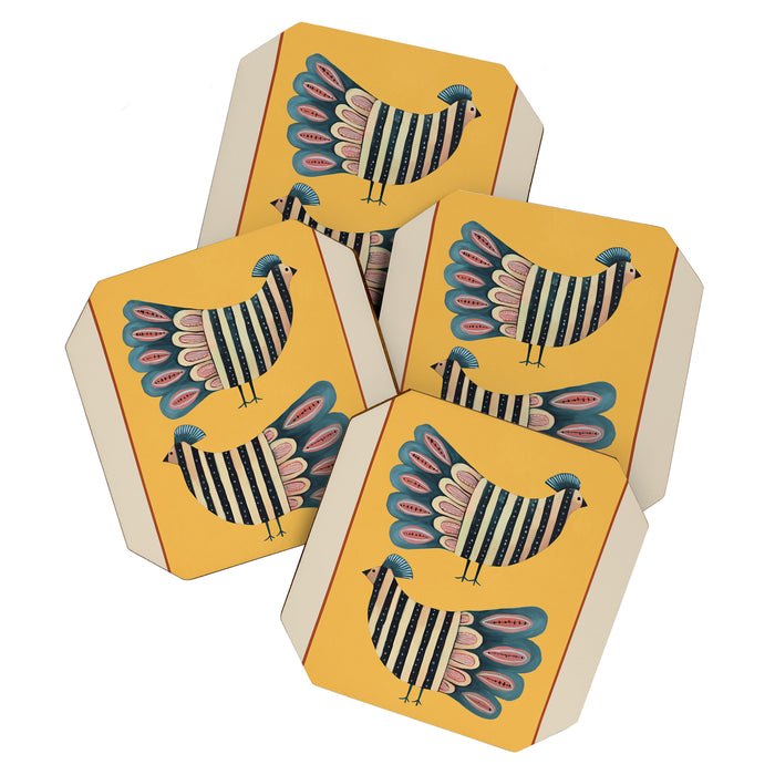 Striped Bird Pair II Coaster Gallery Image 1