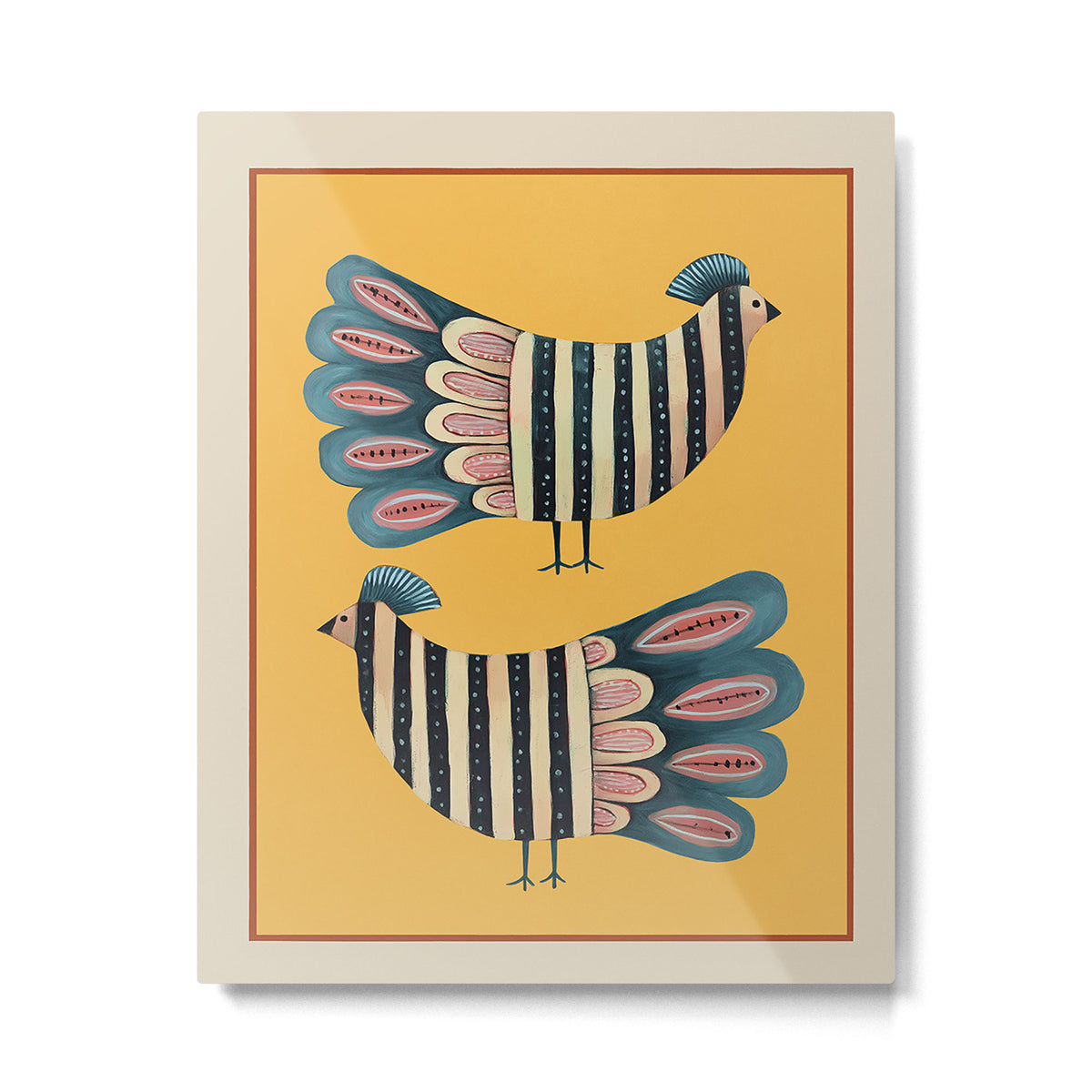 Striped Bird Pair II Metal Print Gallery Image 4