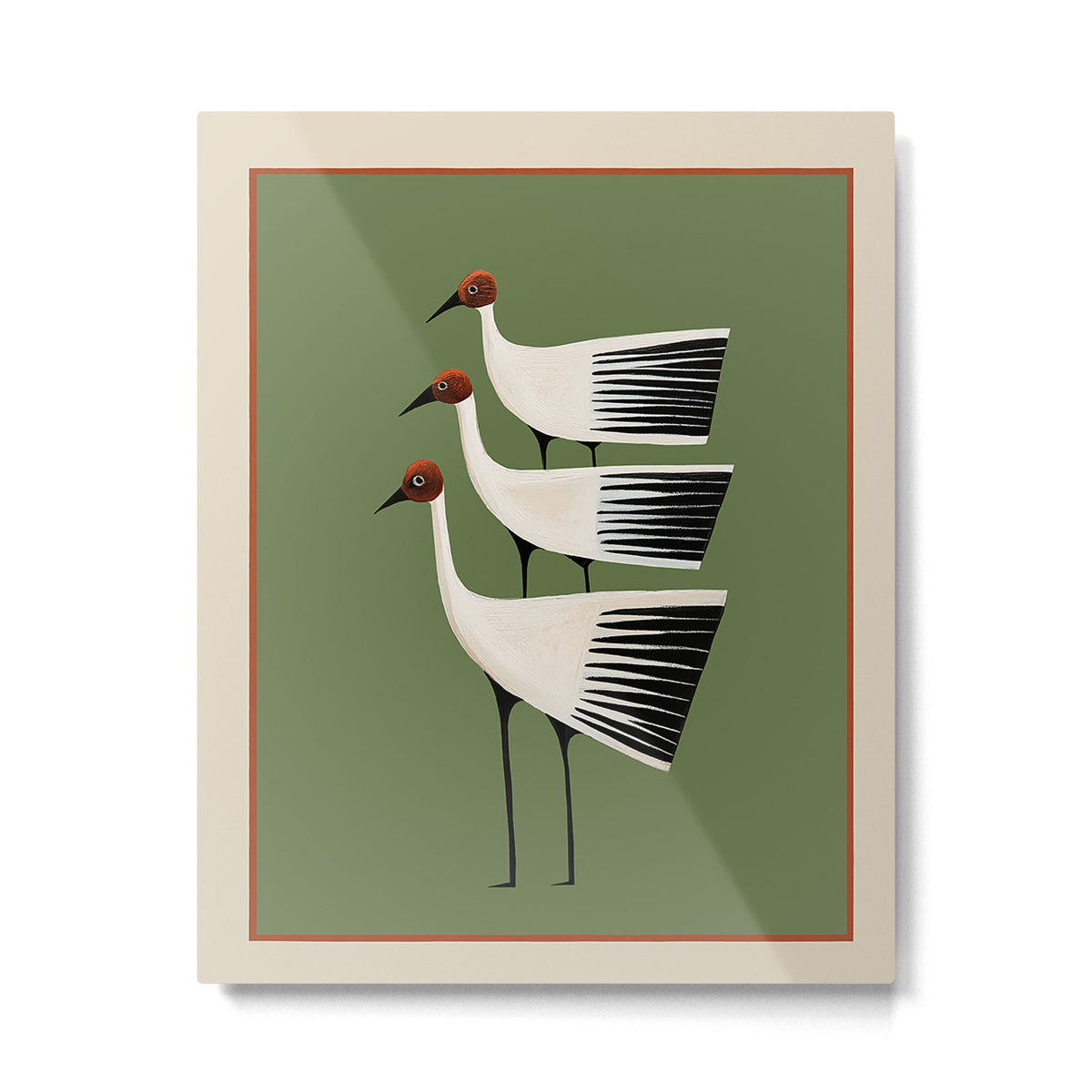 Striped Bird Trio Metal Print Gallery Image 4