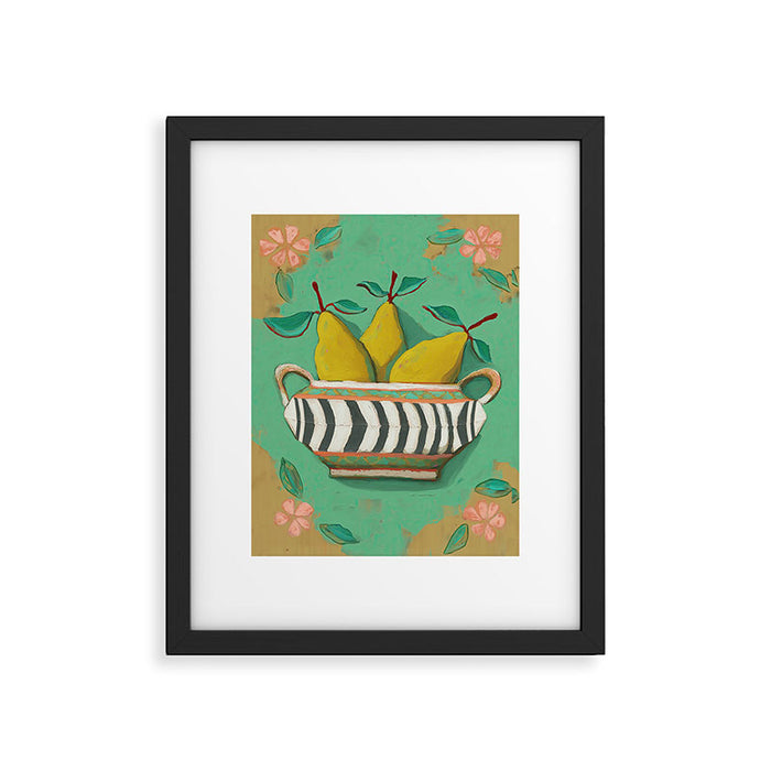 Striped Bowl with Pears Framed Art Print Gallery Image 1