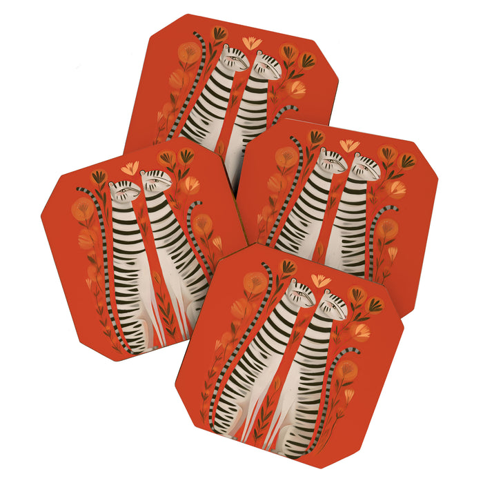 Striped Cat Pair Coaster Gallery Image 1