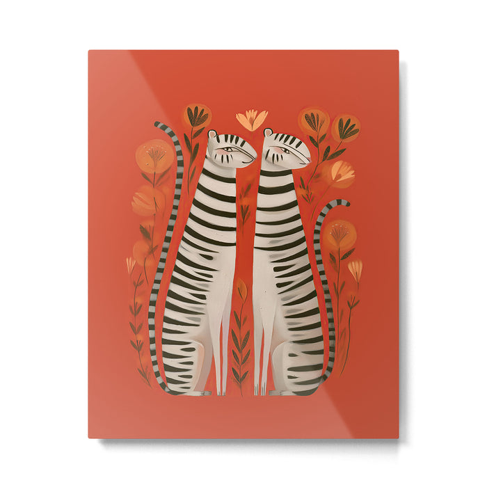 Striped Cat Pair Metal Print Gallery Image 1