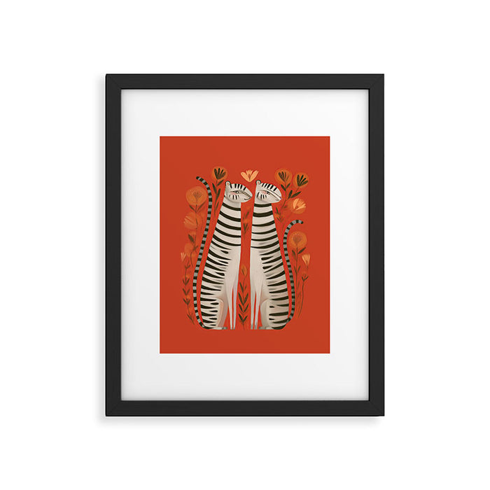 Striped Cat Pair Framed Art Print Gallery Image 1