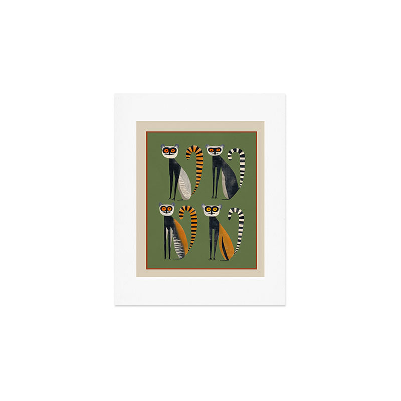 Striped Lemurs Art Print Gallery Image 1