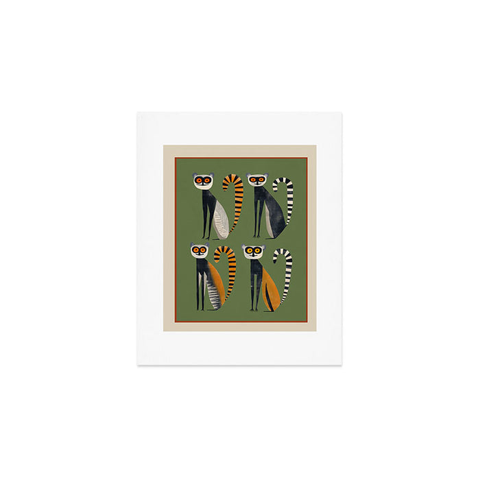 Striped Lemurs Art Print Gallery Image 1