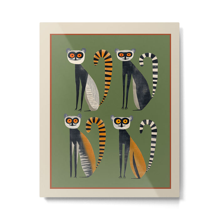 Striped Lemurs Metal Print Gallery Image 1