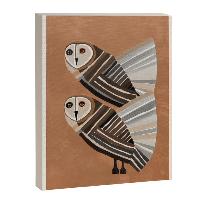 Striped Owl Pair Canvas Print Gallery Image 1