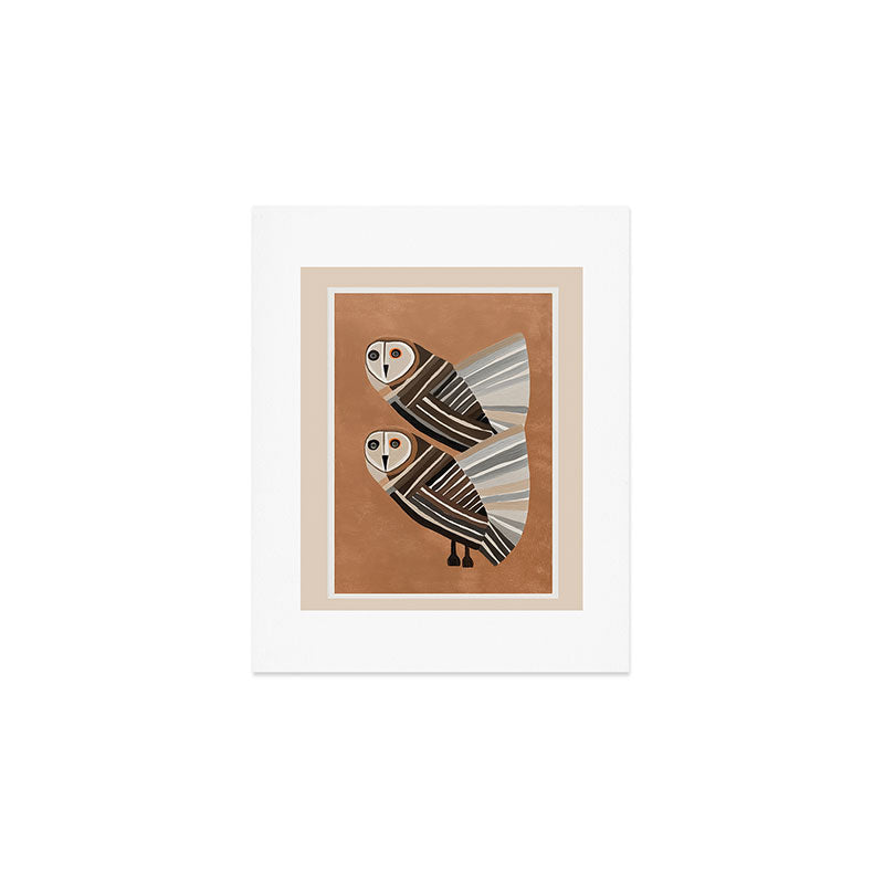 Striped Owl Pair Art Print Gallery Image 1
