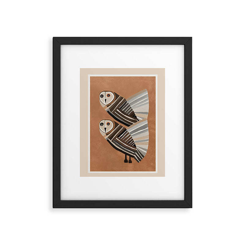 Striped Owl Pair Framed Art Print Gallery Image 5