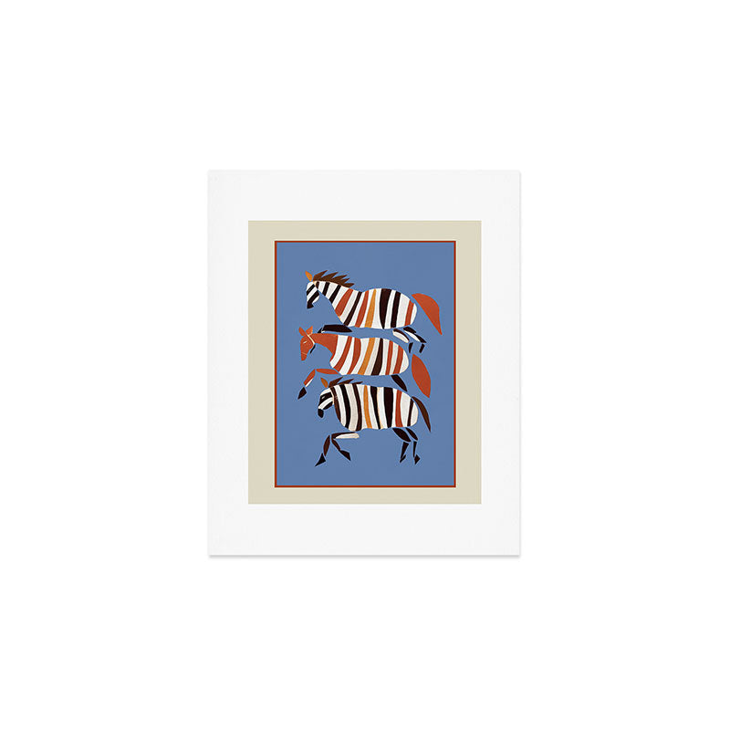 Striped Running Horses Art Print Gallery Image 1