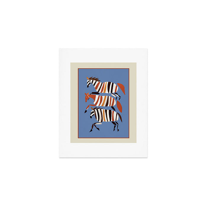 Striped Running Horses Art Print Gallery Image 1