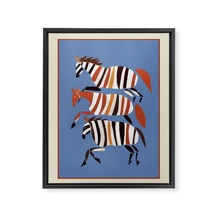 Striped Running Horses Framed Canvas Print Gallery Image 1