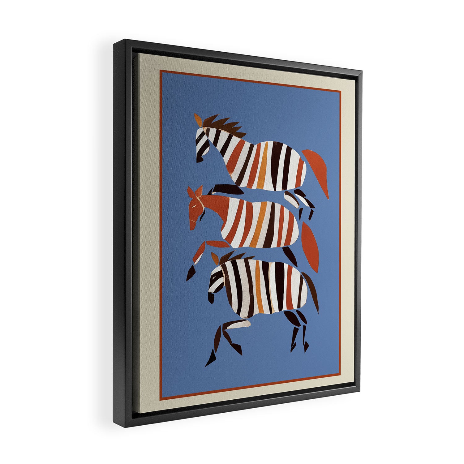 Striped Running Horses Framed Canvas Print Gallery Image 2