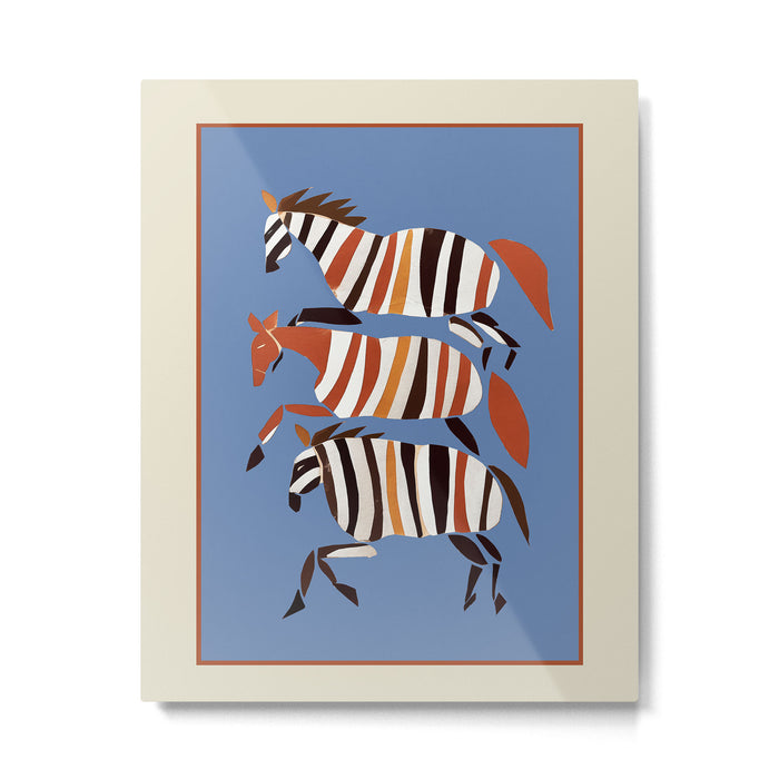 Striped Running Horses Metal Print Gallery Image 1