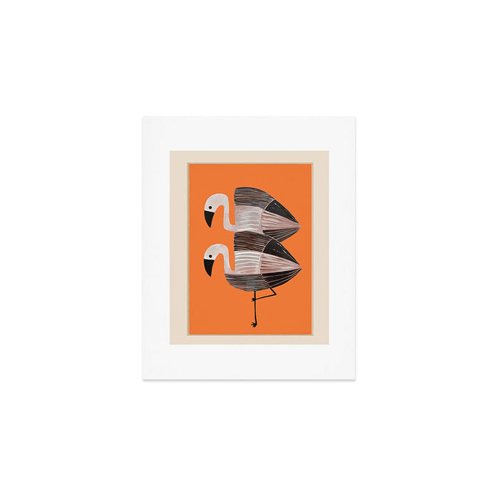 Tangerine Flamingos Art Print Gallery Image 1
