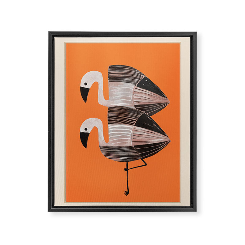 Tangerine Flamingos Framed Canvas Print Gallery Image 6
