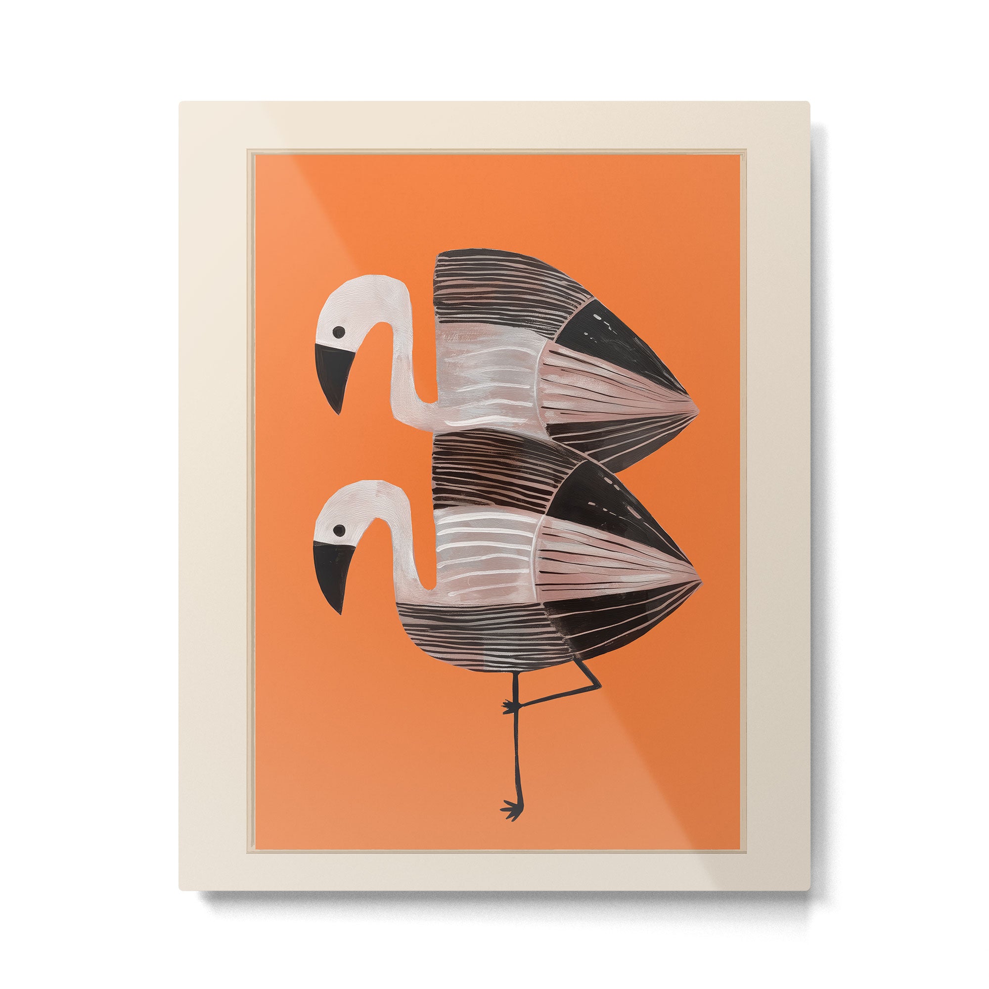 Tangerine Flamingos Metal Print Gallery Image 4