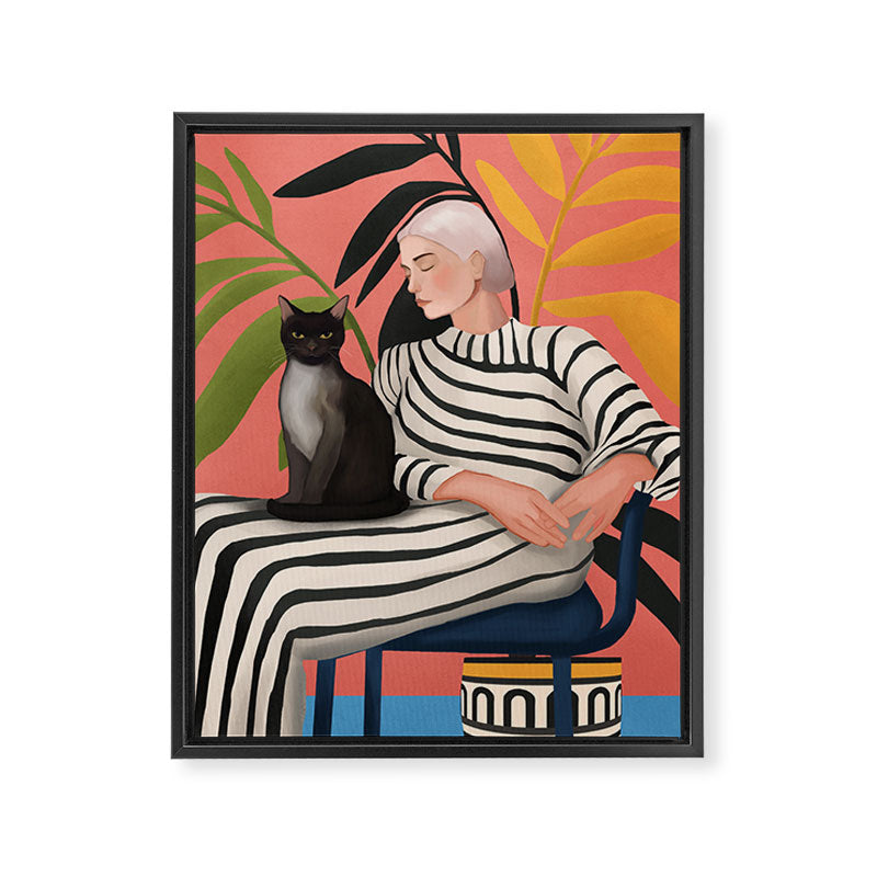 The Cat and the Calm Framed Canvas Print Gallery Image 6