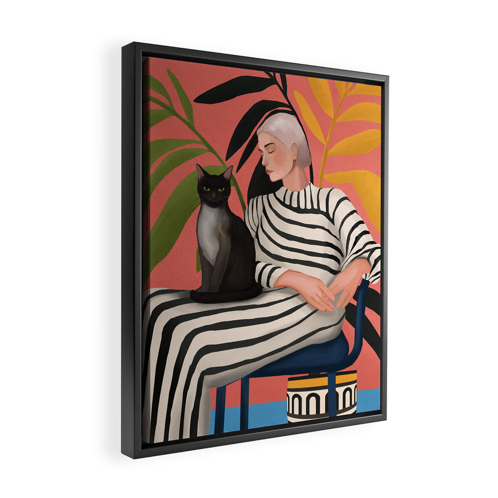 The Cat and the Calm Framed Canvas Print Gallery Image 2