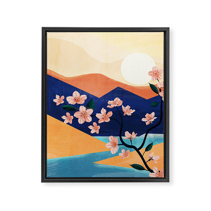 Warm spring sunchine near the flowing river Framed Canvas Print Gallery Image 1