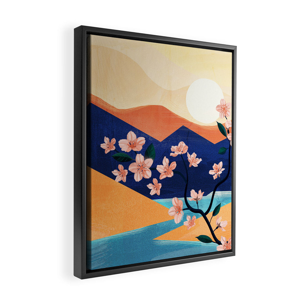 Warm spring sunchine near the flowing river Framed Canvas Print Gallery Image 2
