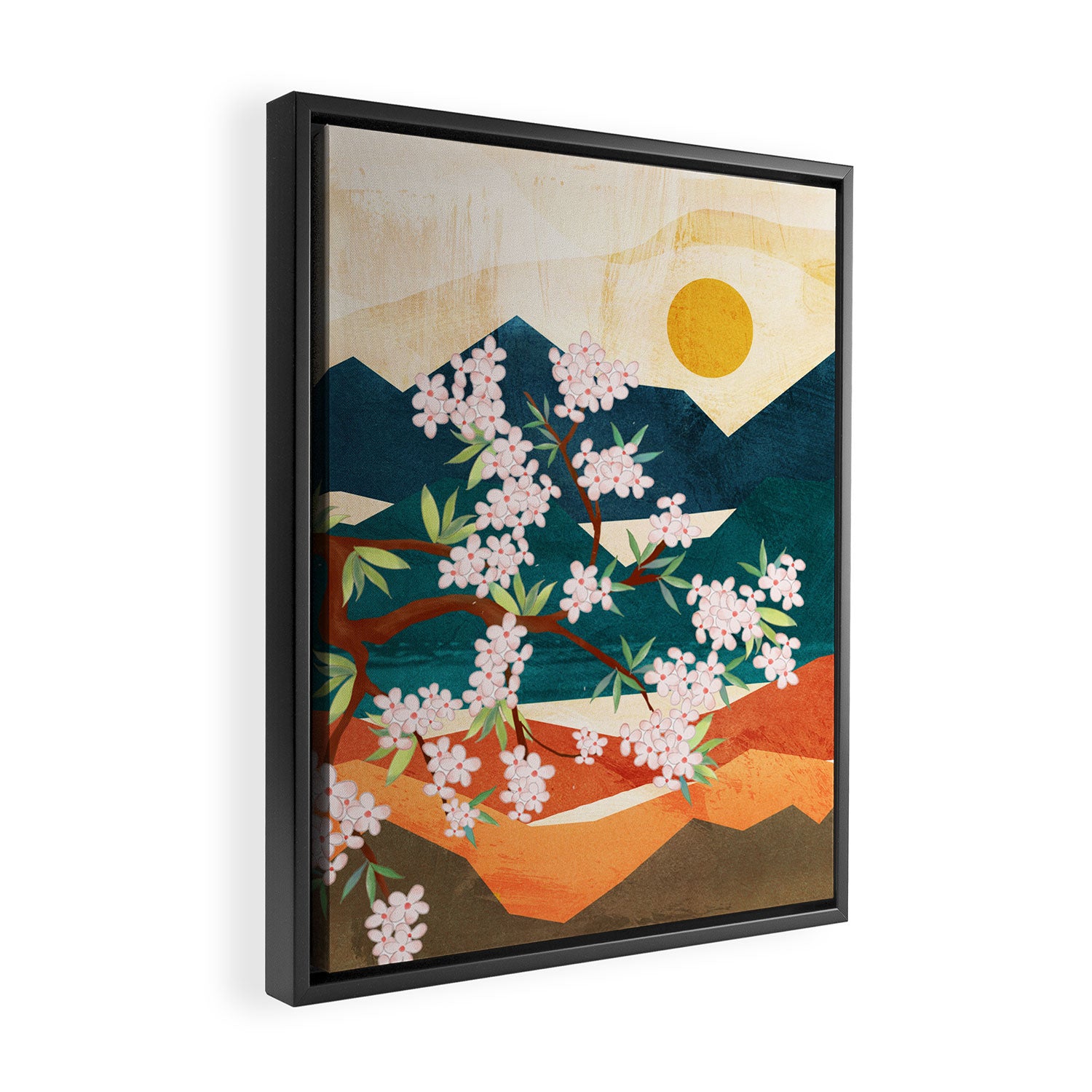 Warm spring sunshine beneath the ridge  Framed Canvas Print Gallery Image 2